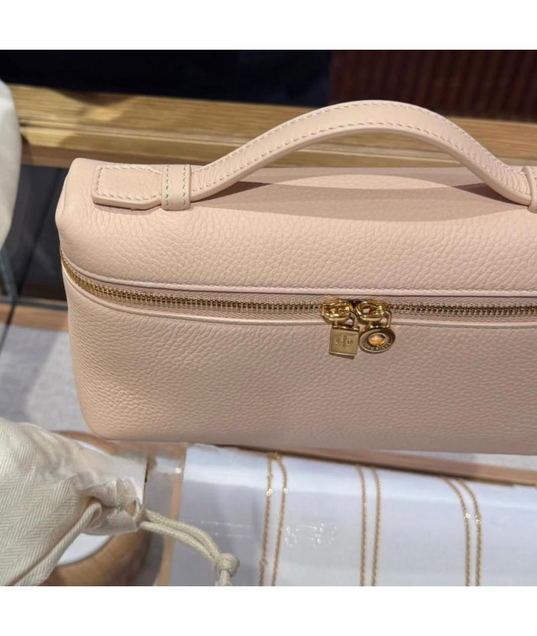 LORO PIANA Розовая кожаная сумка через плечо, фото 2