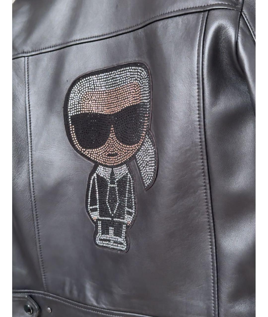 KARL LAGERFELD Черная кожаная куртка, фото 8