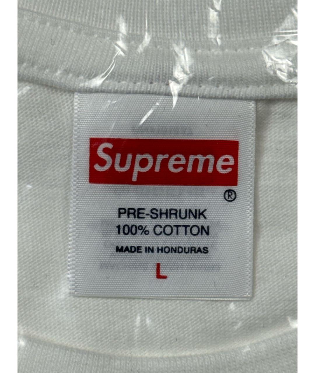 SUPREME Белая хлопковая футболка, фото 6