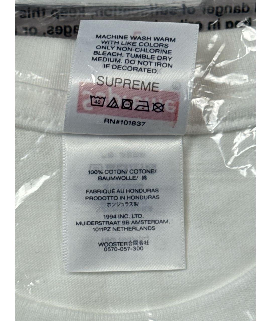 SUPREME Белая хлопковая футболка, фото 7