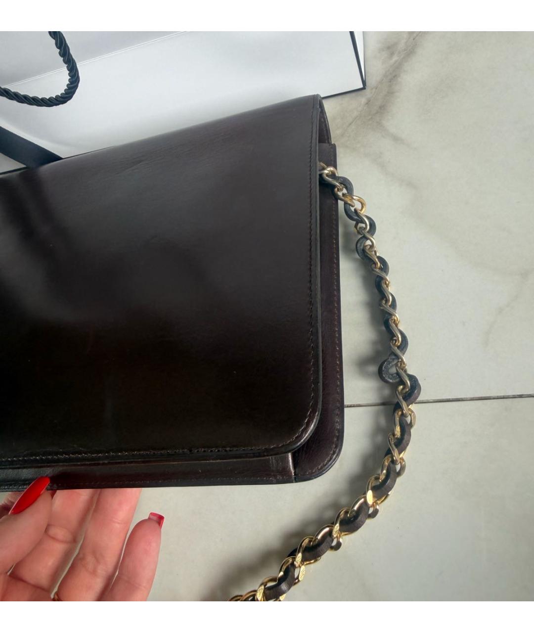CHANEL Коричневая кожаная сумка через плечо, фото 5