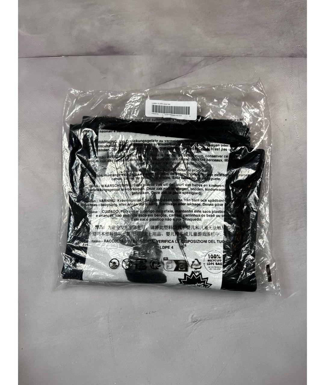 SUPREME Черная хлопковая футболка, фото 4