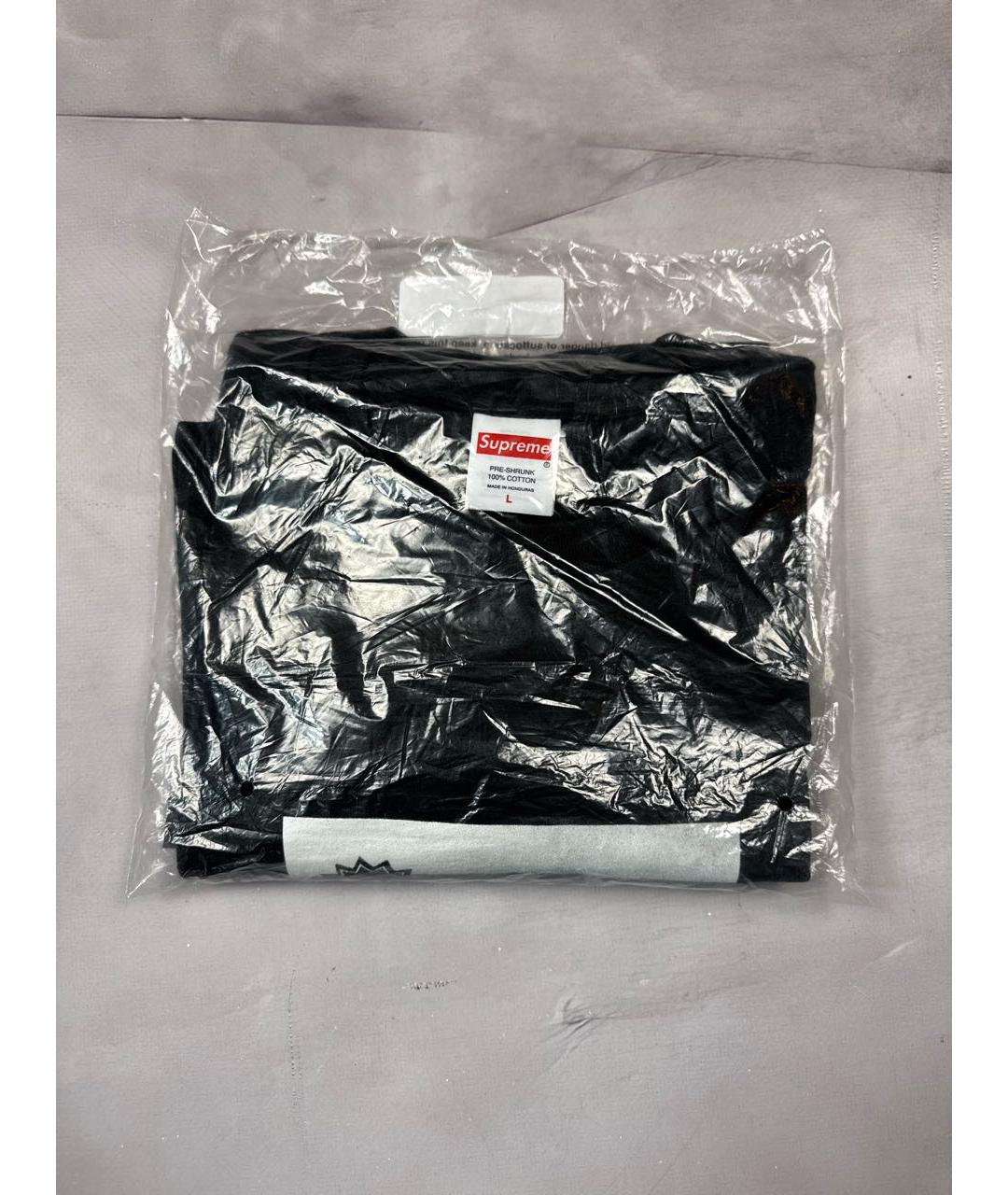 SUPREME Черная хлопковая футболка, фото 3