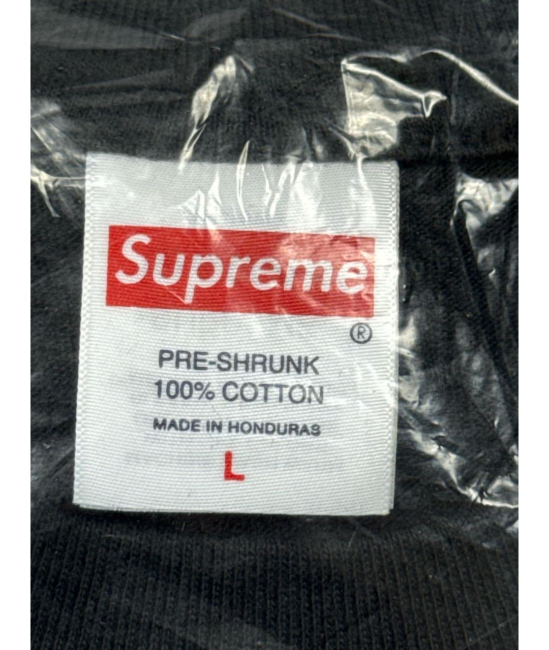 SUPREME Черная хлопковая футболка, фото 6