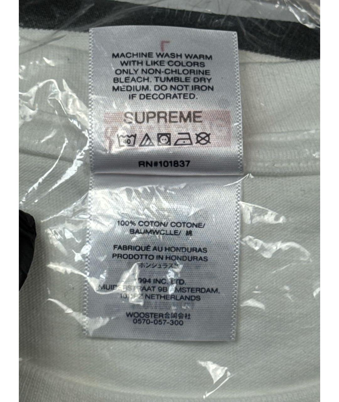SUPREME Белая хлопковая футболка, фото 7