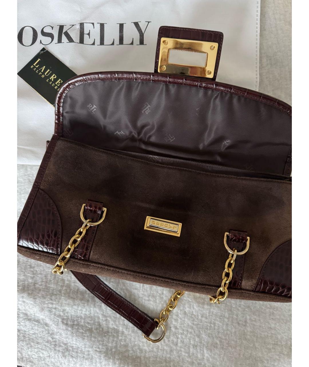 RALPH LAUREN Коричневая замшевая сумка через плечо, фото 4