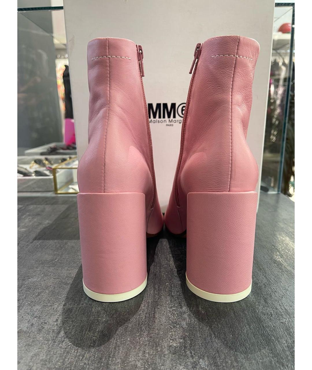 MM6 MAISON MARGIELA Розовые кожаные ботильоны, фото 3