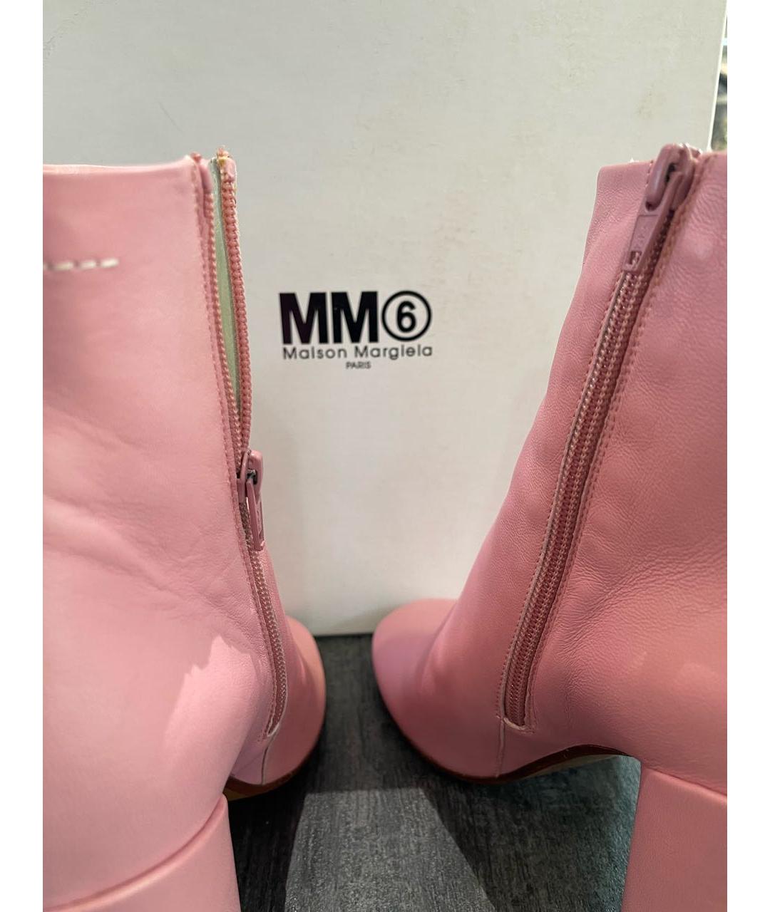 MM6 MAISON MARGIELA Розовые кожаные ботильоны, фото 7