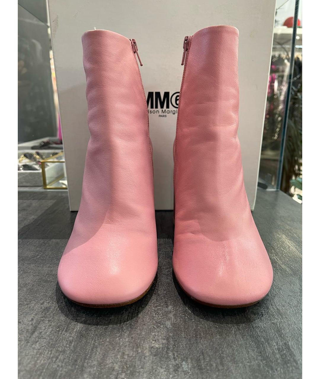 MM6 MAISON MARGIELA Розовые кожаные ботильоны, фото 2