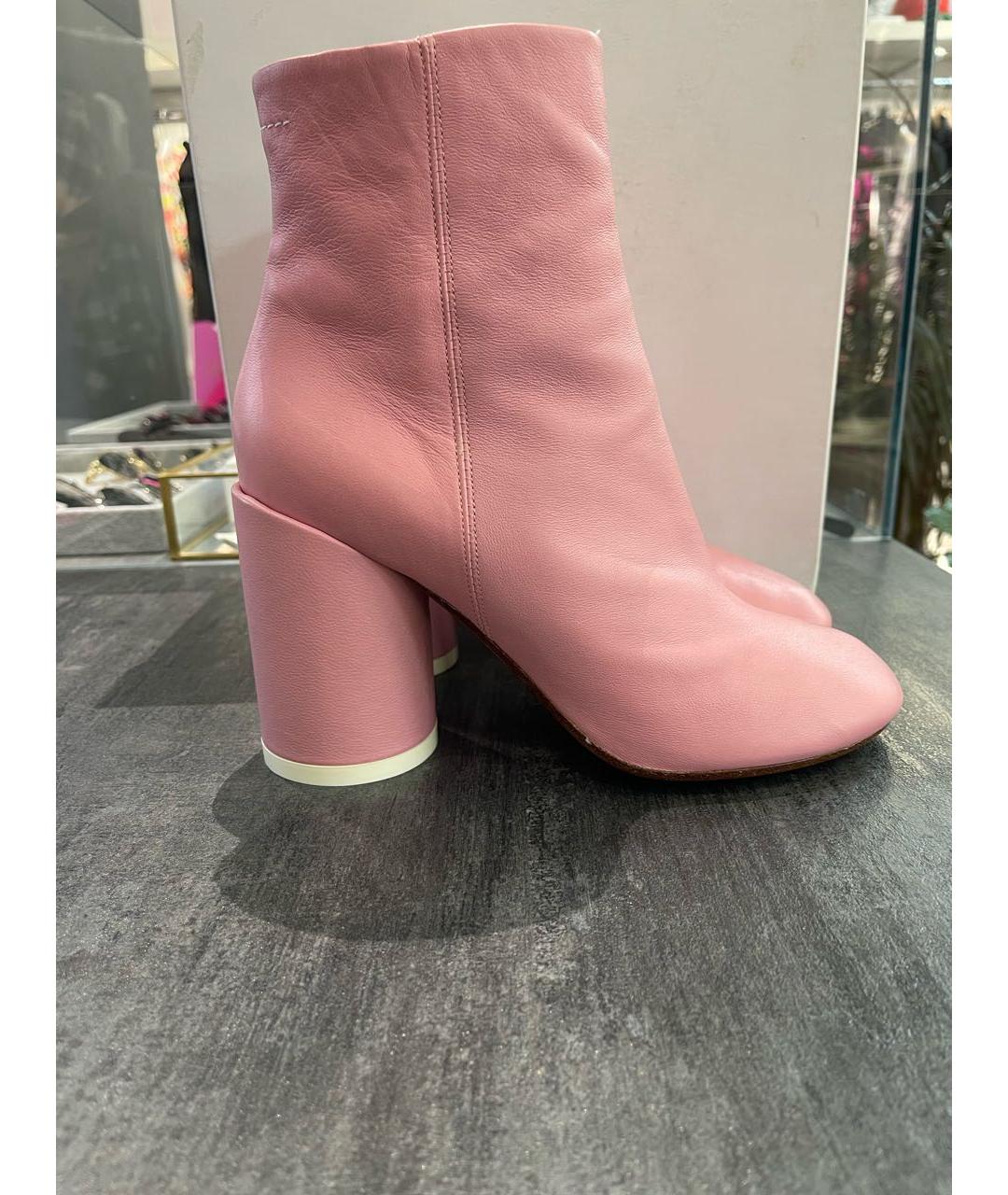 MM6 MAISON MARGIELA Розовые кожаные ботильоны, фото 8
