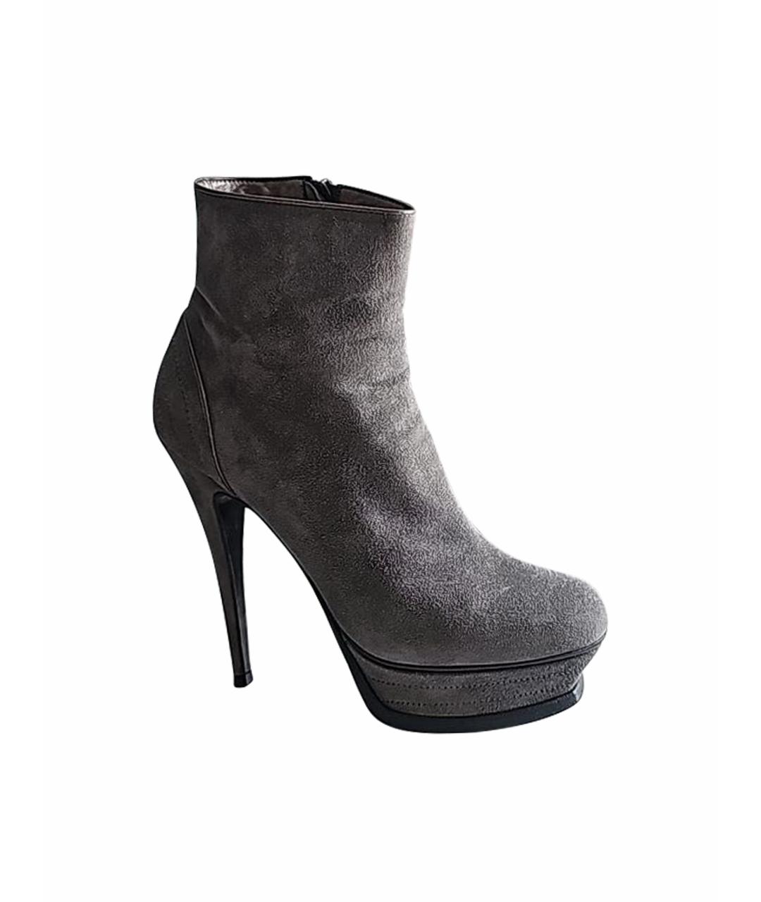 SAINT LAURENT Антрацитовые замшевые ботильоны, фото 5