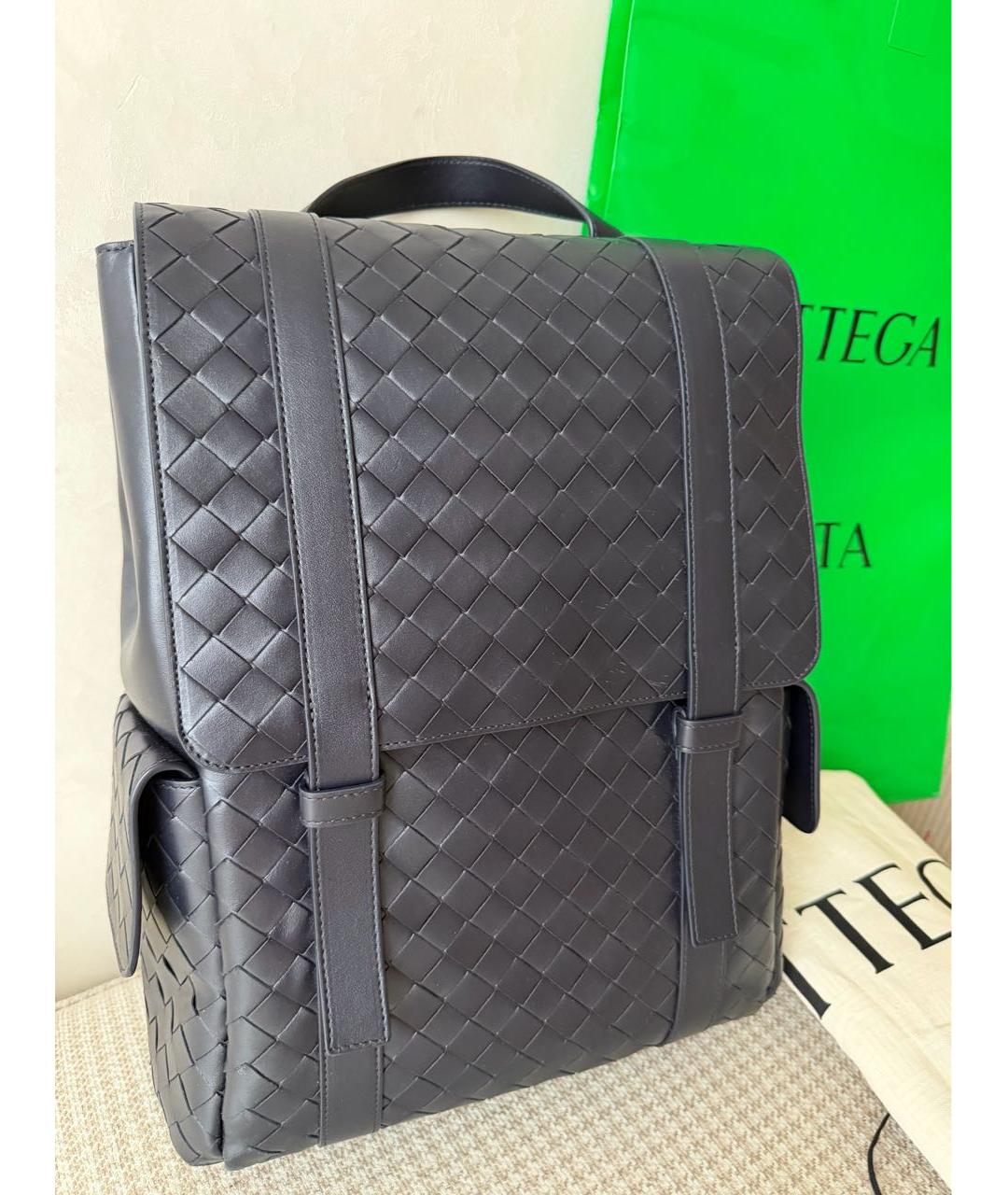 BOTTEGA VENETA Темно-синий кожаный рюкзак, фото 2