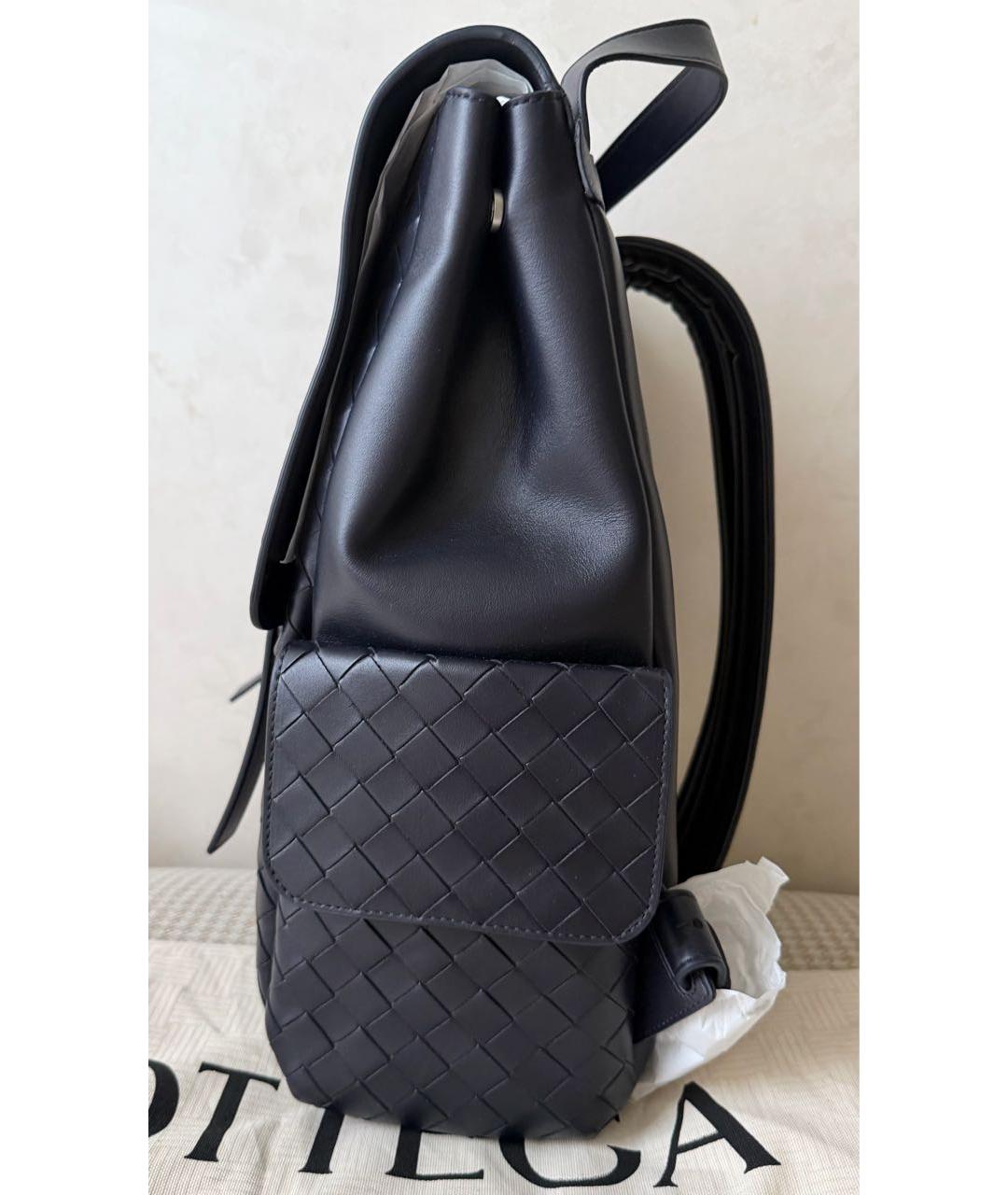 BOTTEGA VENETA Темно-синий кожаный рюкзак, фото 3
