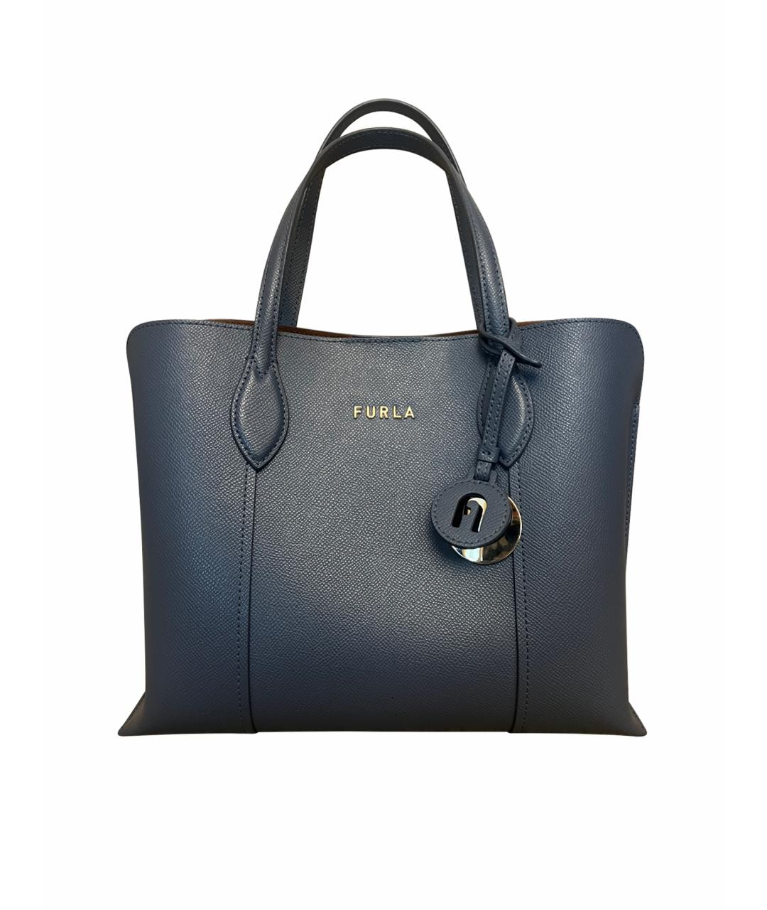 FURLA Голубая кожаная сумка тоут, фото 1