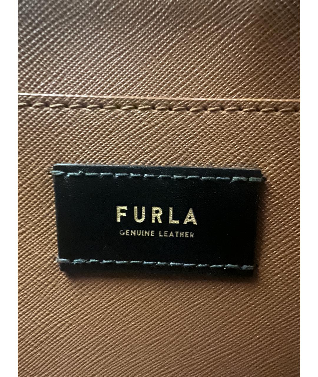 FURLA Голубая кожаная сумка тоут, фото 6