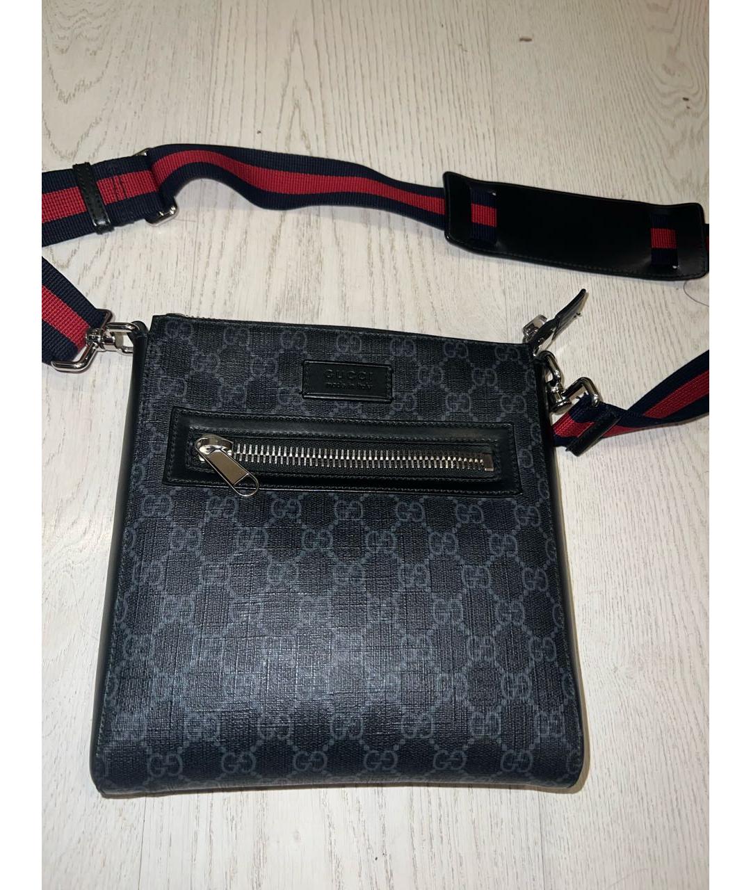 GUCCI Черная кожаная барсетка, фото 9
