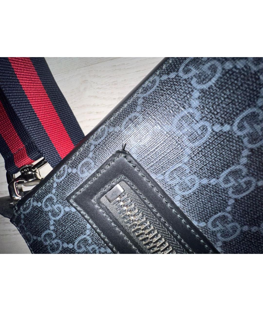 GUCCI Черная кожаная барсетка, фото 7
