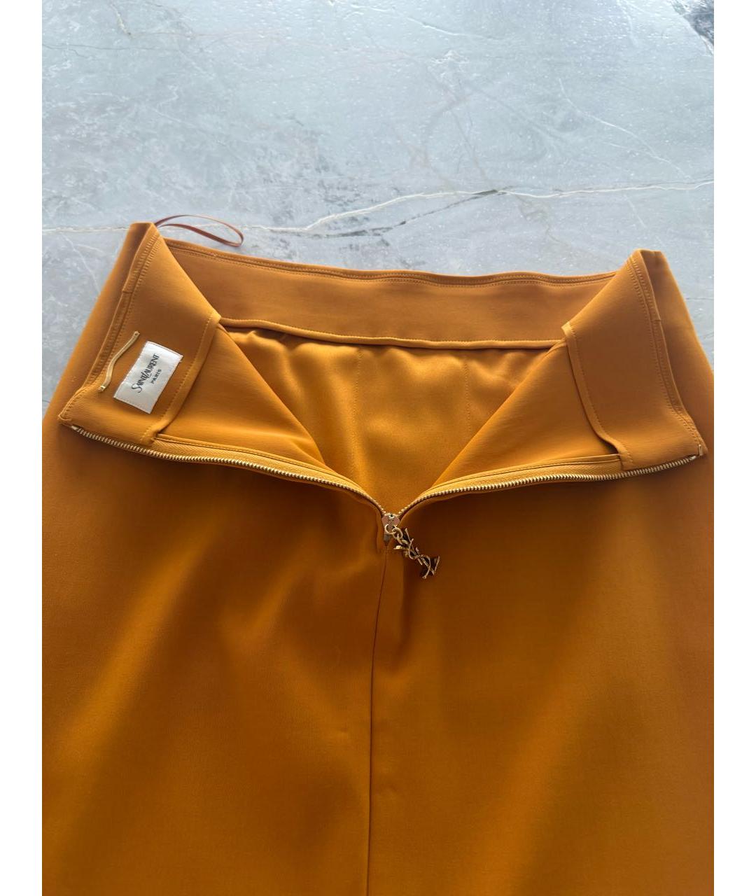 SAINT LAURENT Горчичная юбка мини, фото 2
