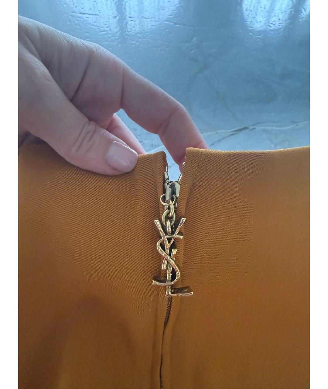 SAINT LAURENT Горчичная юбка мини, фото 3