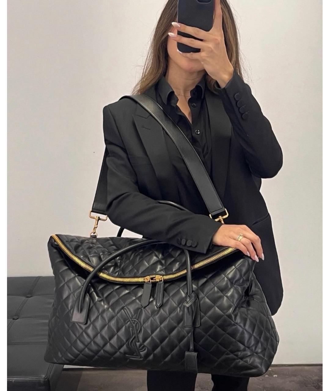 SAINT LAURENT Черная кожаная дорожная/спортивная сумка, фото 6