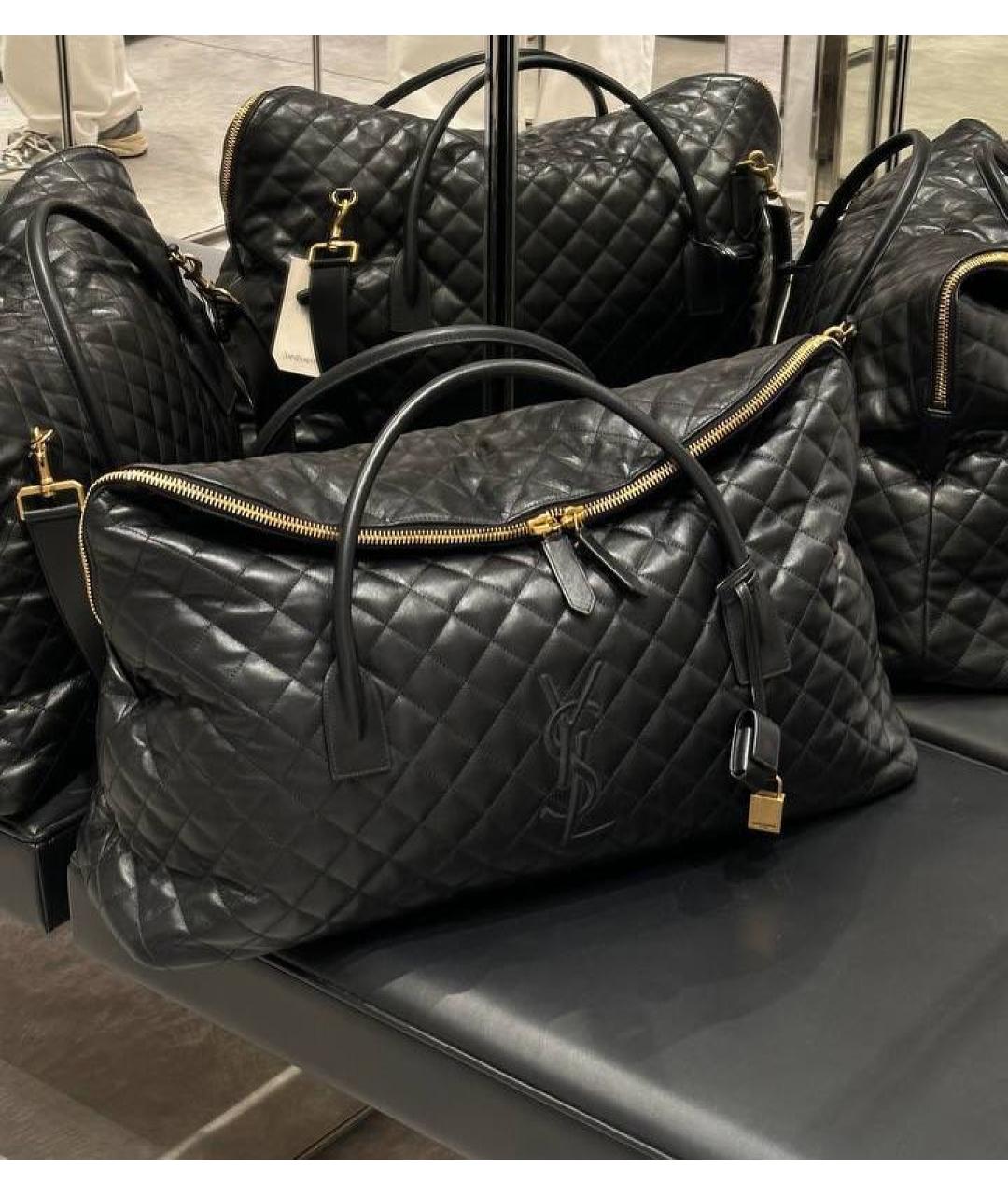 SAINT LAURENT Черная кожаная дорожная/спортивная сумка, фото 4