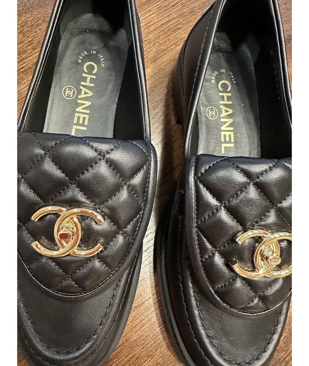 CHANEL Черные кожаные лоферы, фото 2