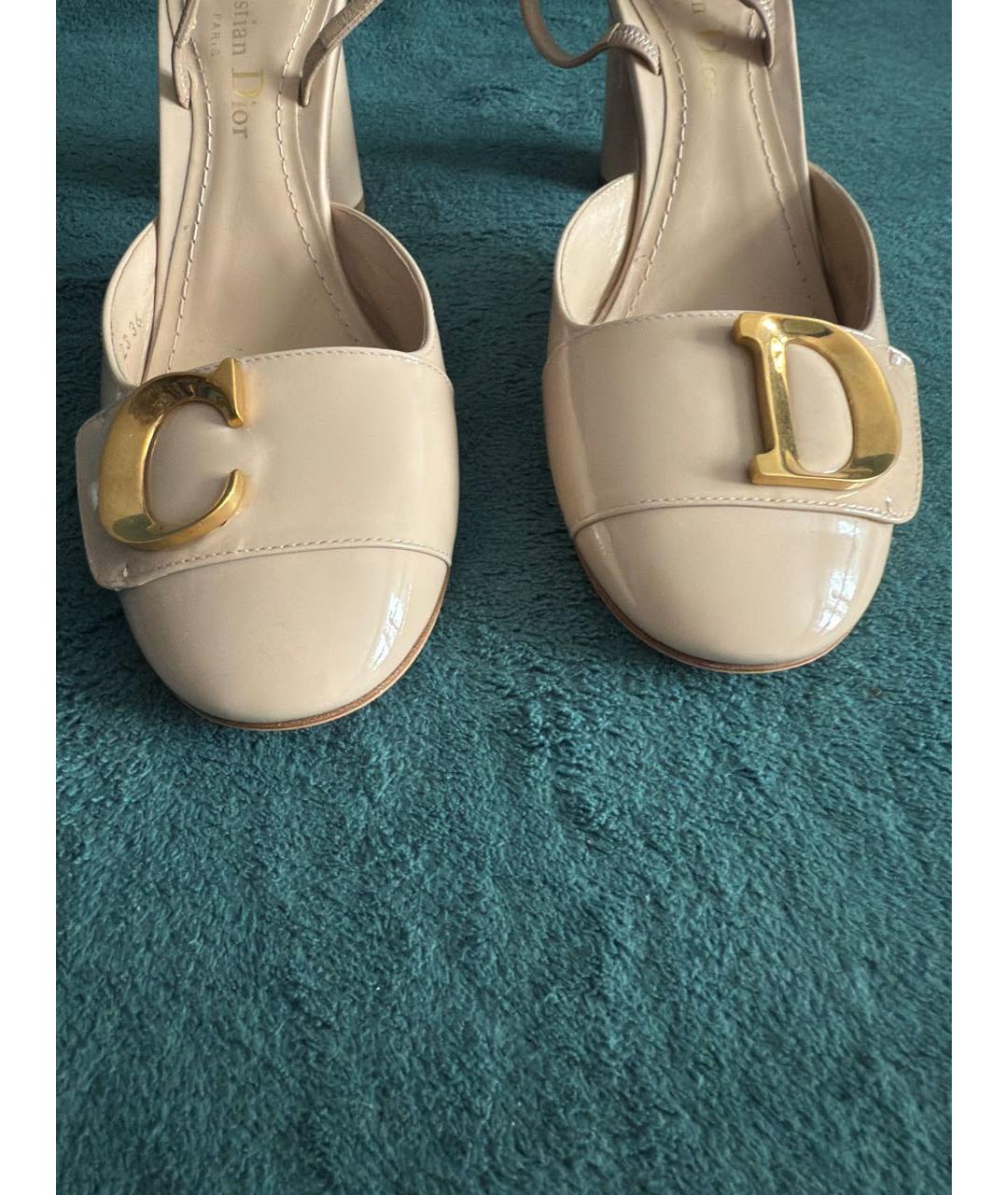 CHRISTIAN DIOR Бежевые кожаные туфли, фото 5