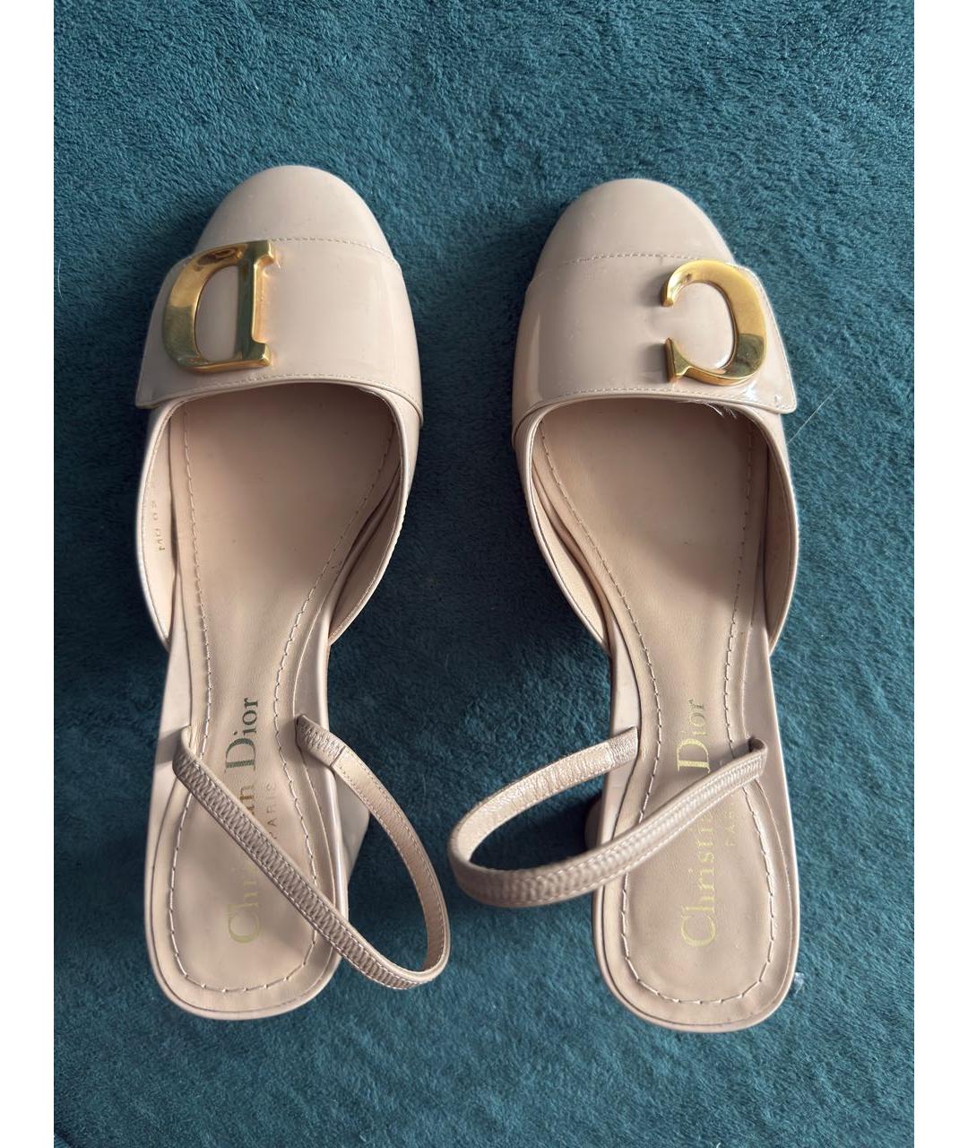 CHRISTIAN DIOR Бежевые кожаные туфли, фото 3