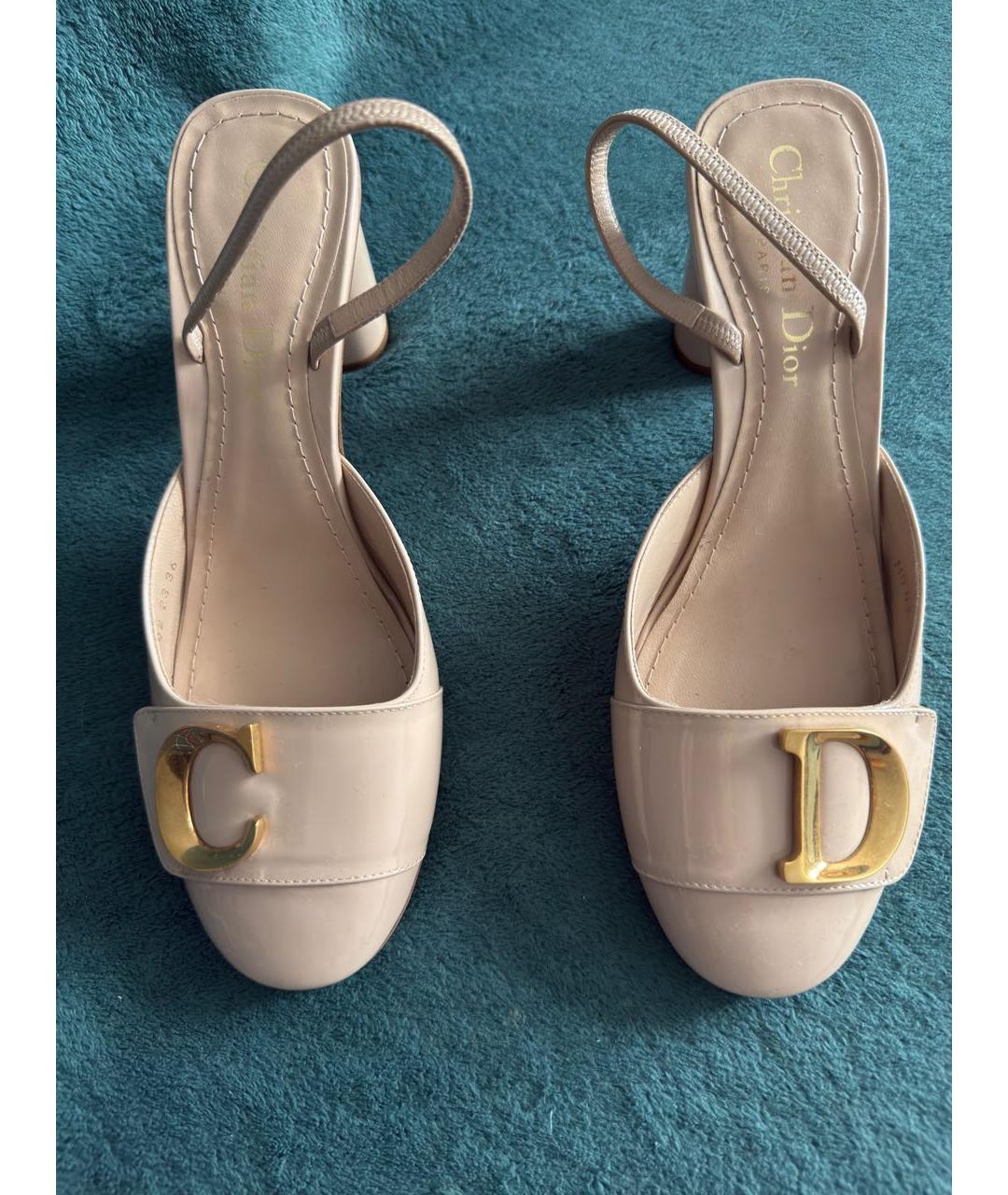 CHRISTIAN DIOR Бежевые кожаные туфли, фото 2