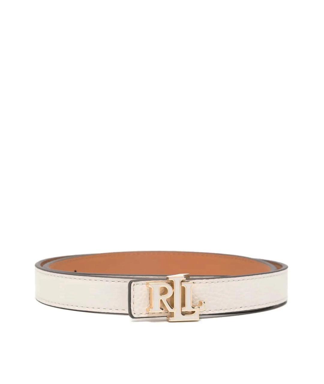 RALPH LAUREN Белый кожаный ремень, фото 1