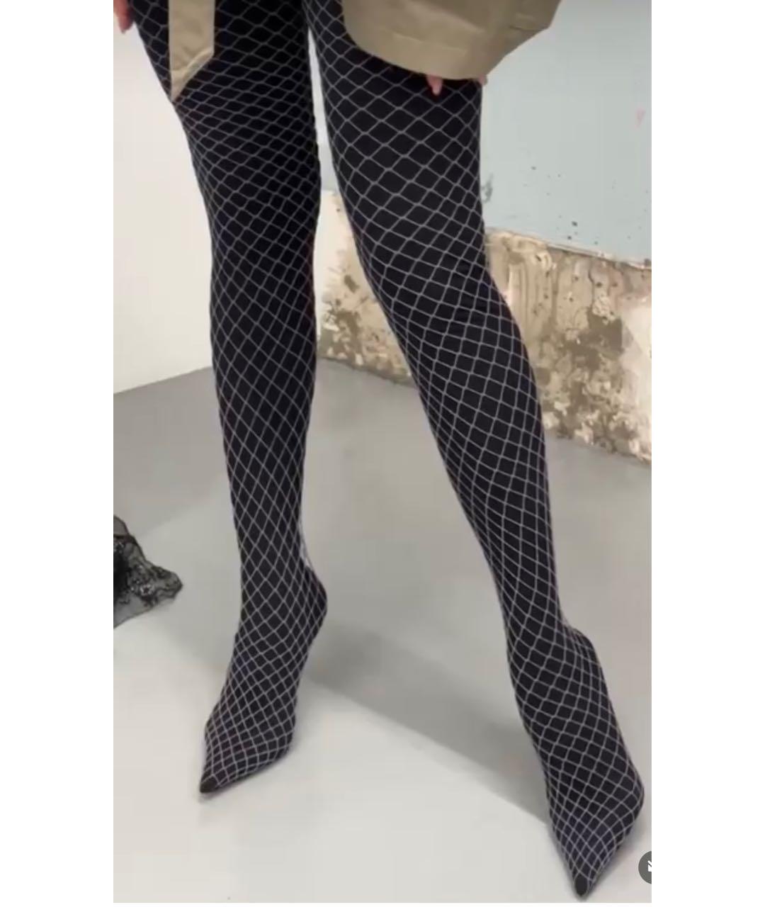 BALENCIAGA Антрацитовые текстильные ботфорты, фото 2