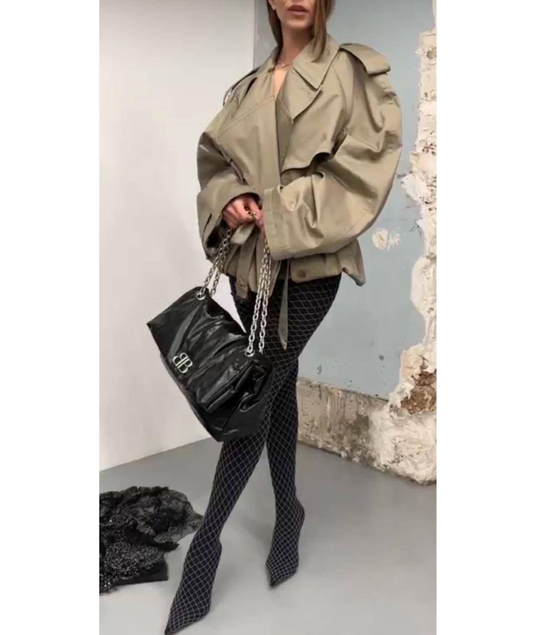 BALENCIAGA Антрацитовые текстильные ботфорты, фото 5