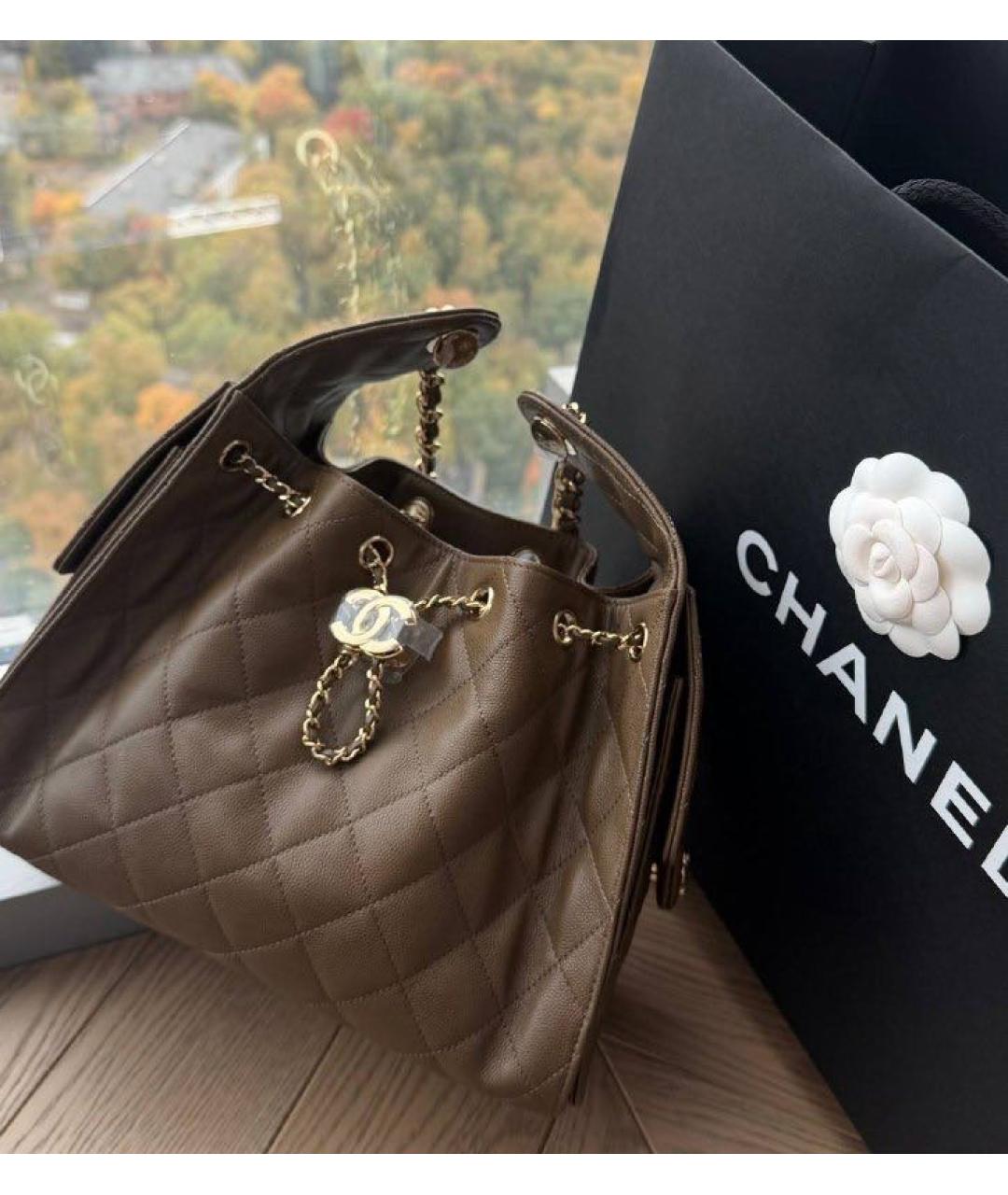 CHANEL Коричневая кожаная сумка через плечо, фото 4