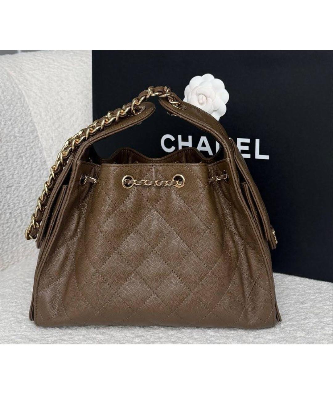 CHANEL Коричневая кожаная сумка через плечо, фото 3