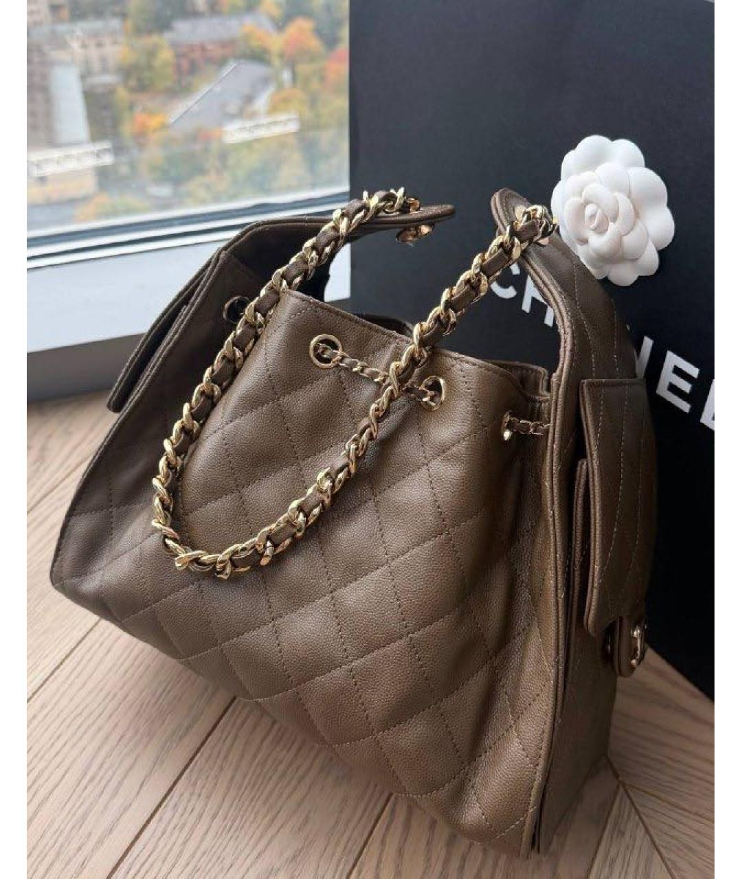 CHANEL Коричневая кожаная сумка через плечо, фото 2