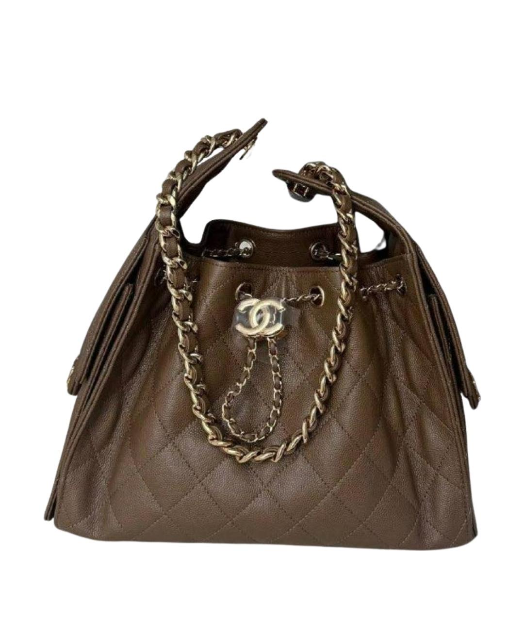 CHANEL Коричневая кожаная сумка через плечо, фото 1