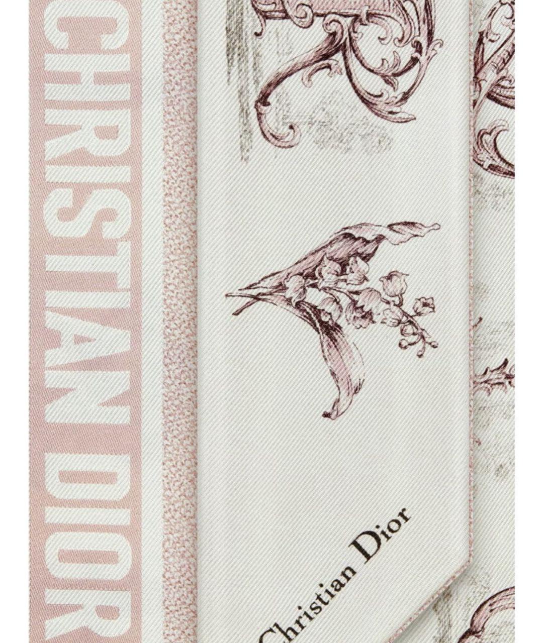 CHRISTIAN DIOR Розовый шелковый шарф, фото 2