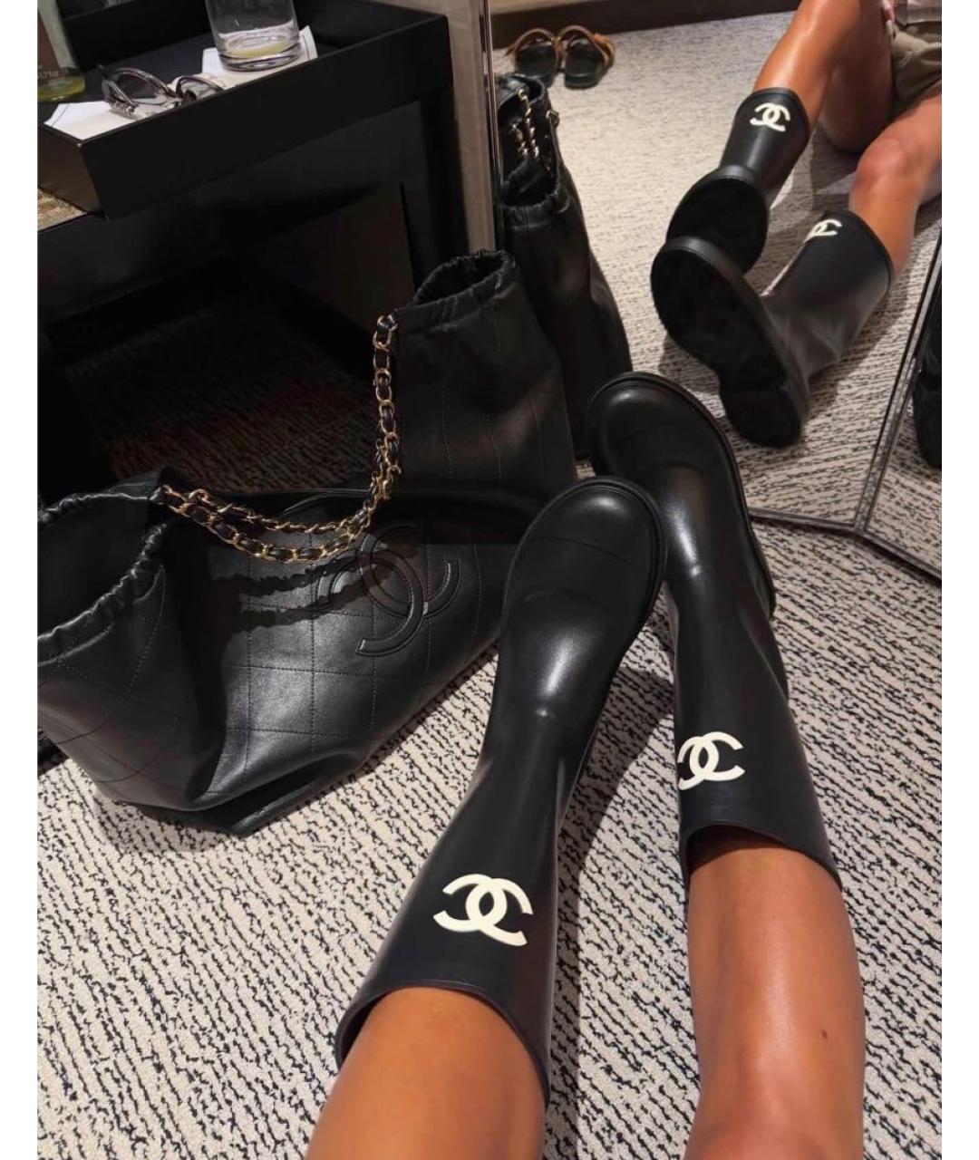 CHANEL Черные резиновые сапоги, фото 7