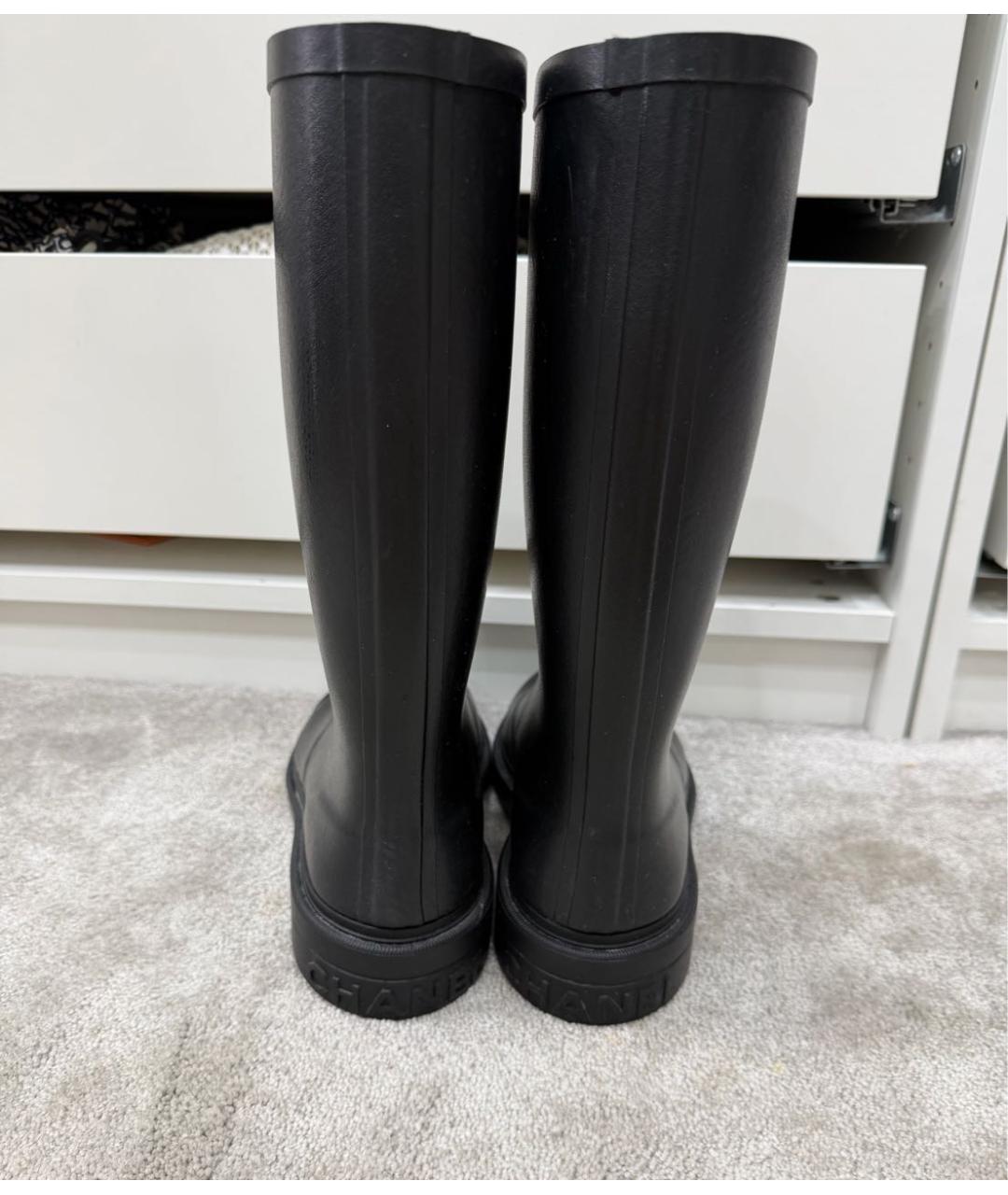 CHANEL Черные резиновые сапоги, фото 4