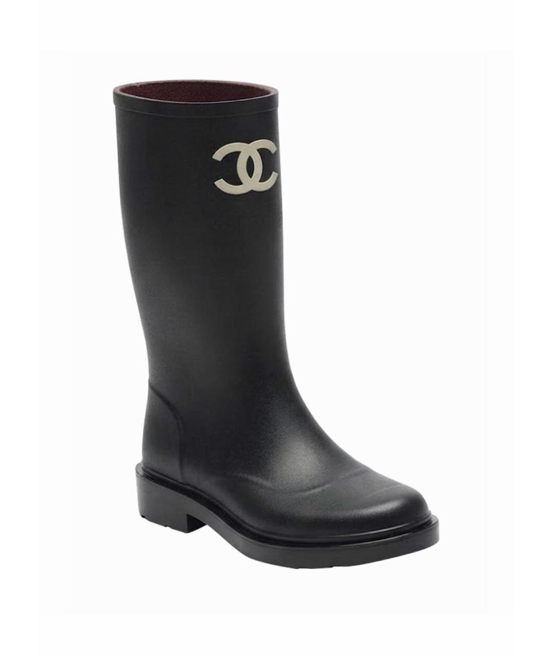 CHANEL Черные резиновые сапоги, фото 2
