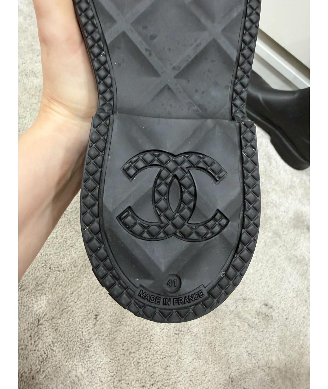 CHANEL Черные резиновые сапоги, фото 6