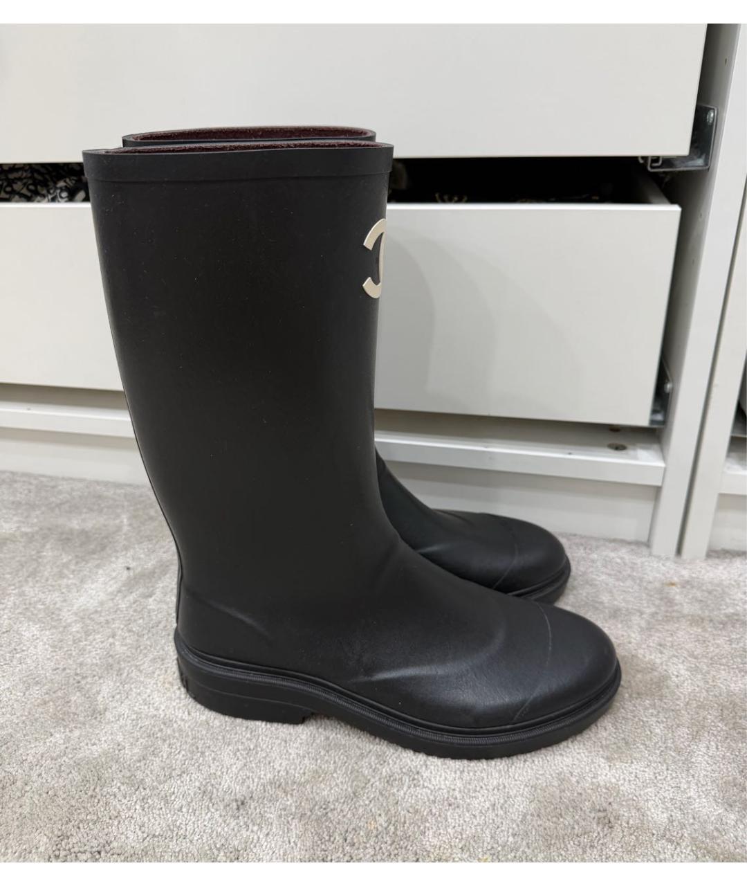 CHANEL Черные резиновые сапоги, фото 8