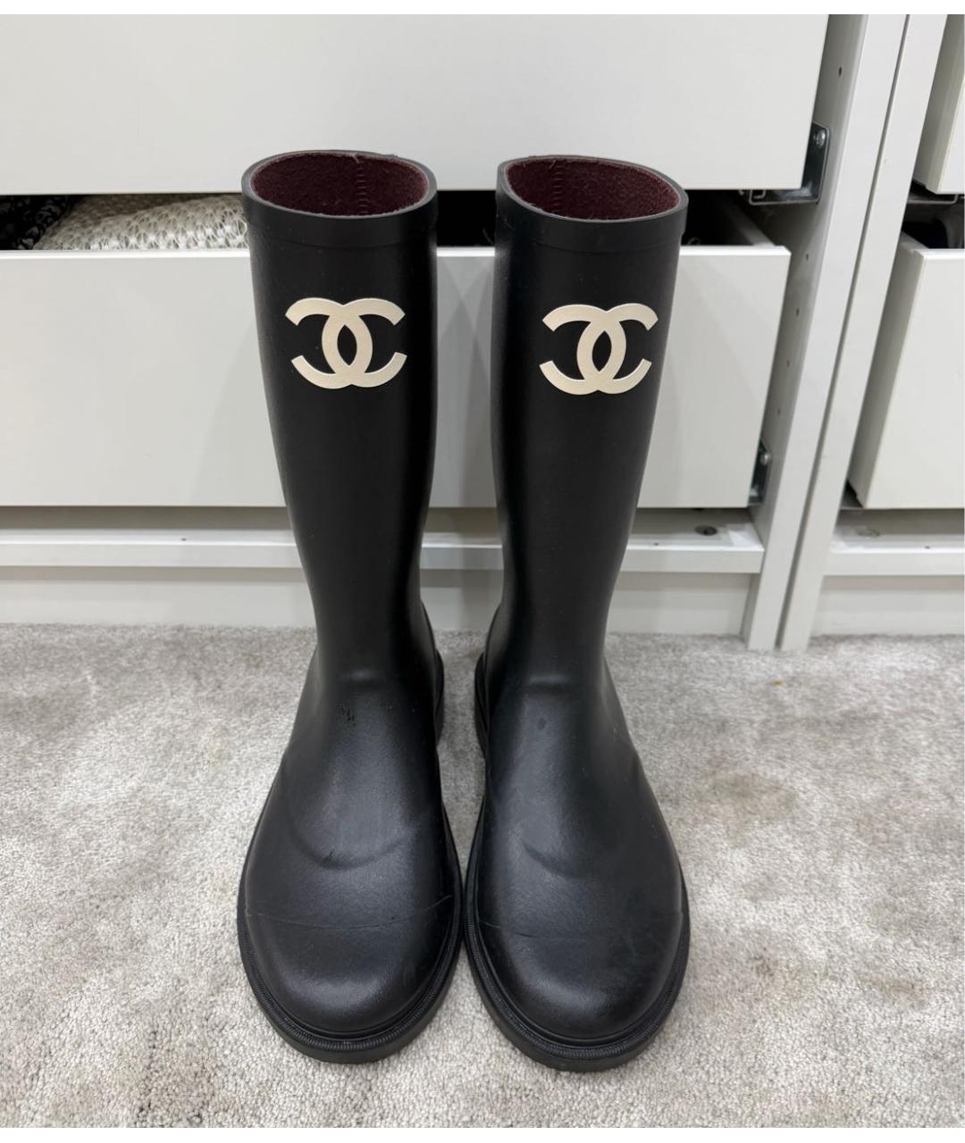 CHANEL Черные резиновые сапоги, фото 3