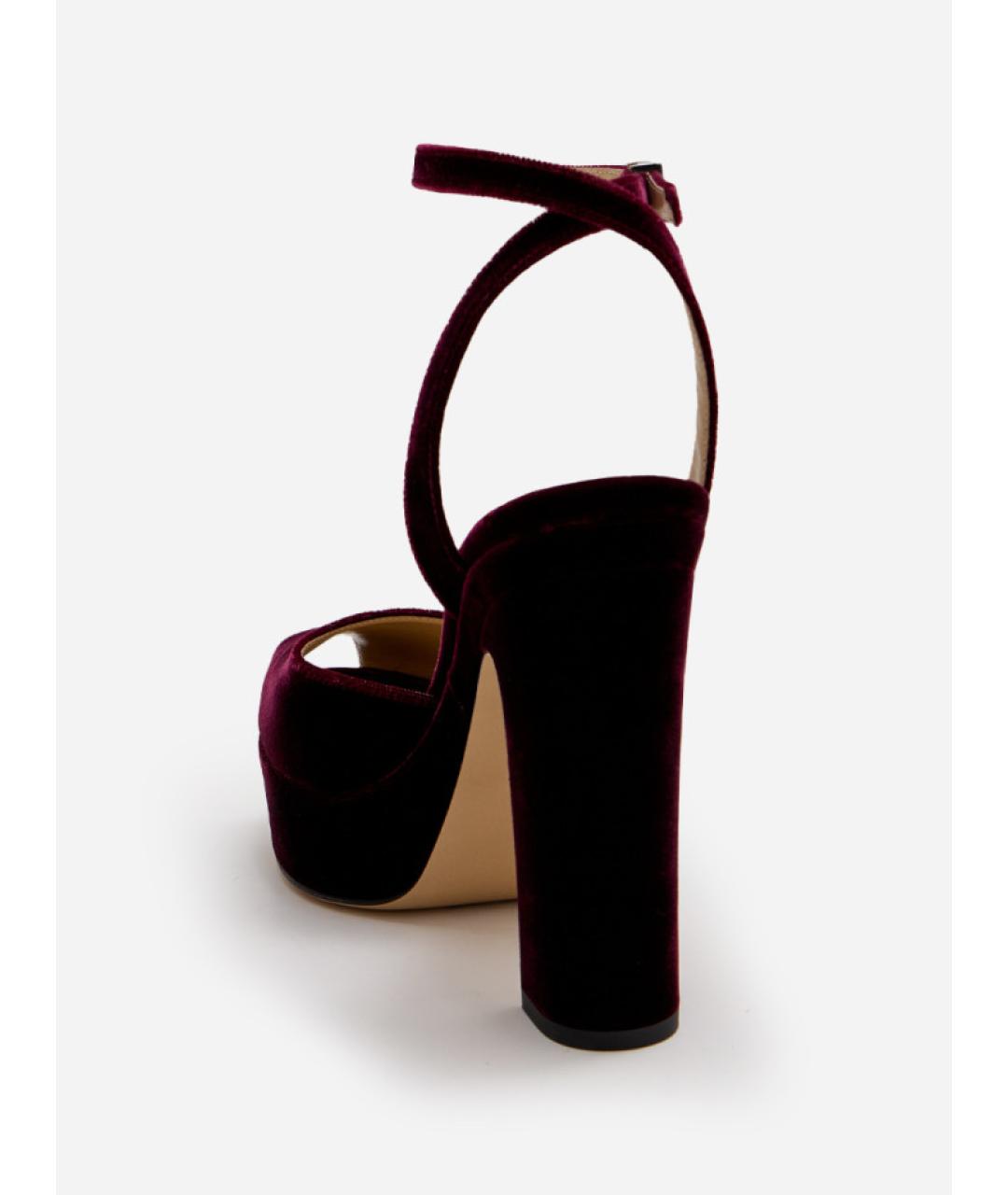 FENDI Бордовые бархатные босоножки, фото 3
