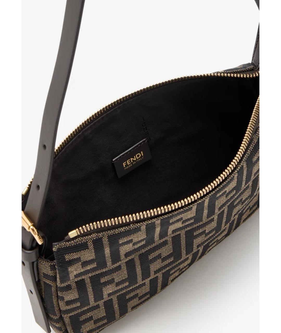 FENDI Коричневая тканевая сумка через плечо, фото 4