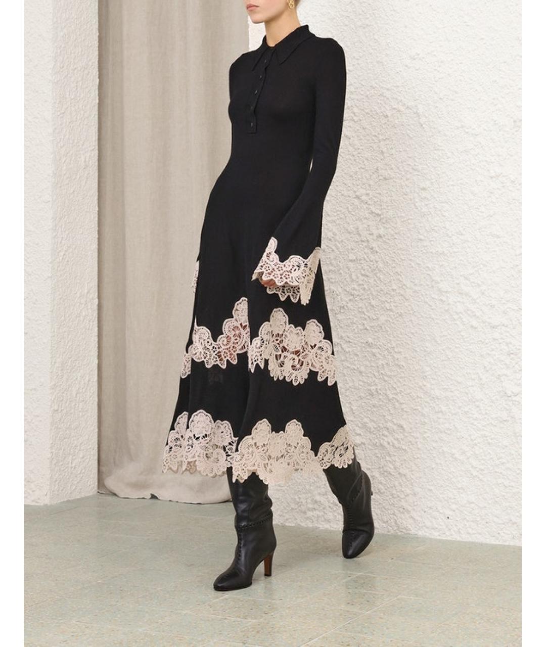 ZIMMERMANN Черное шерстяное повседневное платье, фото 2