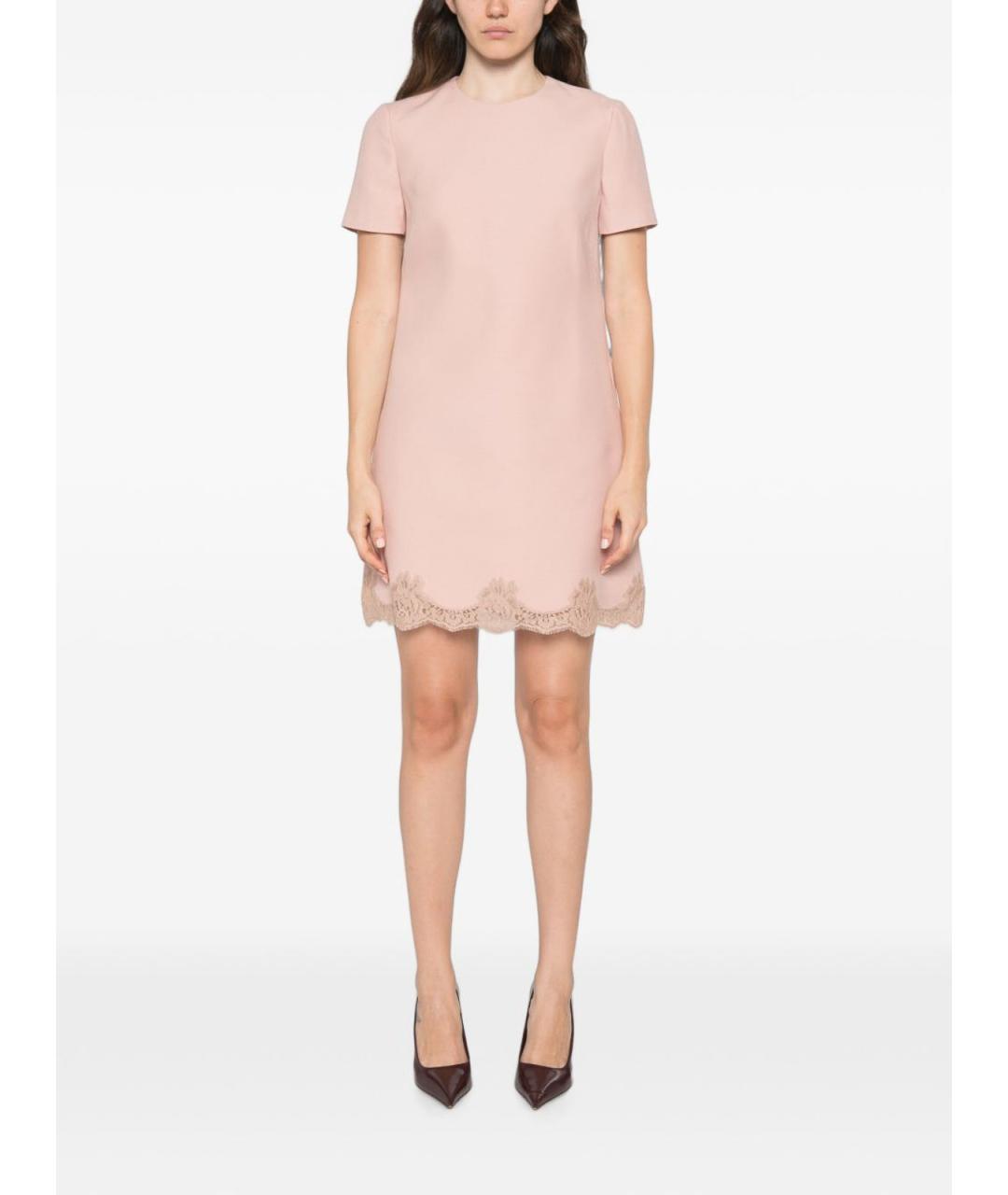 VALENTINO Розовое шерстяное повседневное платье, фото 5