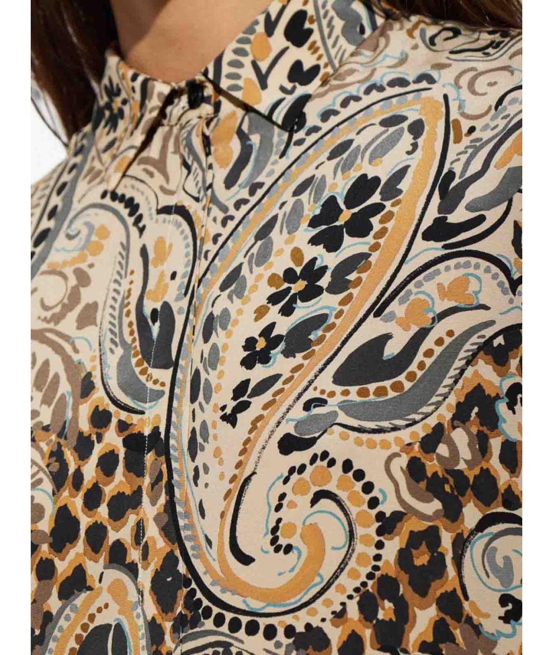 ETRO Коричневая шелковая рубашка, фото 3