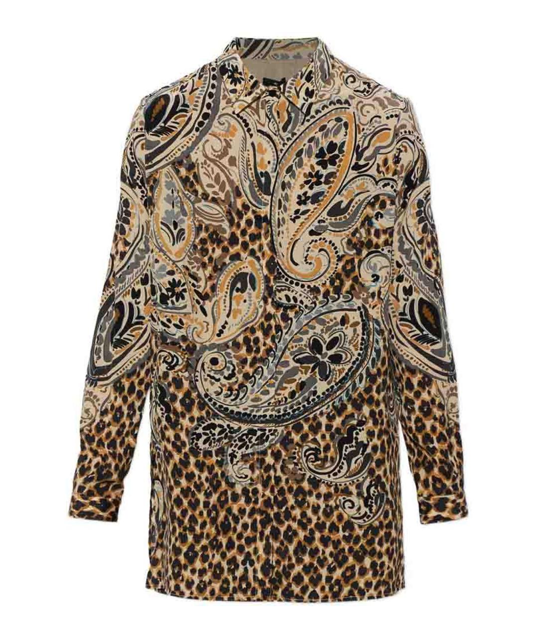 ETRO Коричневая шелковая рубашка, фото 1