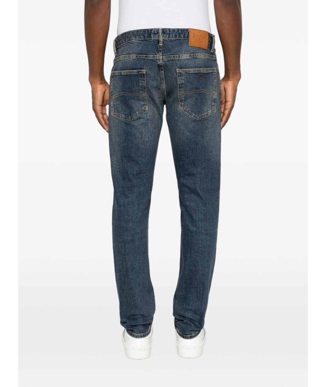 EMPORIO ARMANI Синие хлопковые прямые джинсы, фото 4